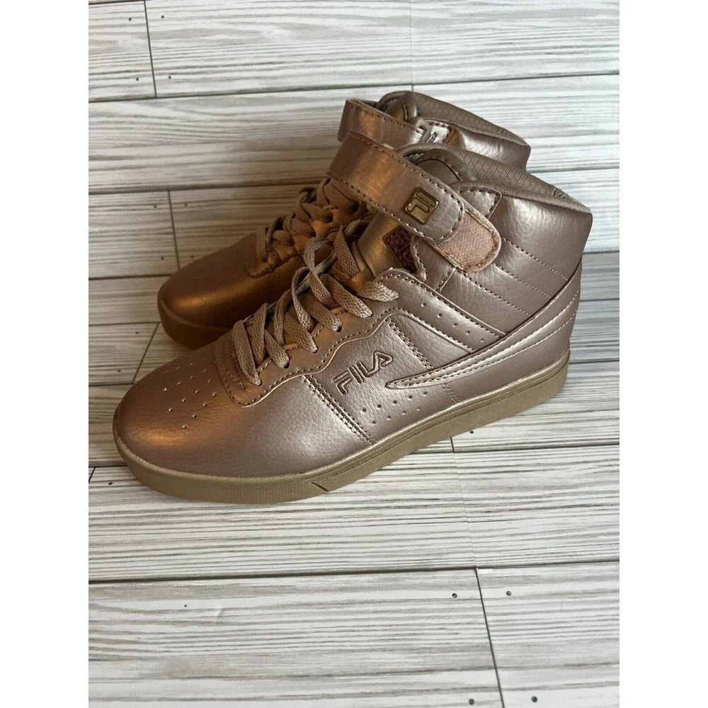 Fila Vulc 13 Sneakers High Tops Women's Size 8 Metallic Rose Gold Pink Shoes - Picture 2 of 10